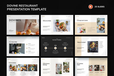 Dovines-Restaurant Powerpoint Template, PowerPoint Template, 12438, Business — PoweredTemplate.com
