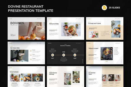 Dovines-Restaurant Google Slide Template, Google Slides Theme, 12456, Business — PoweredTemplate.com