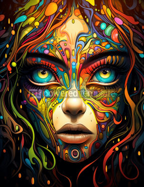 Psychedelic Woman with Colorful Eyes | AI Image | PoweredTemplate 