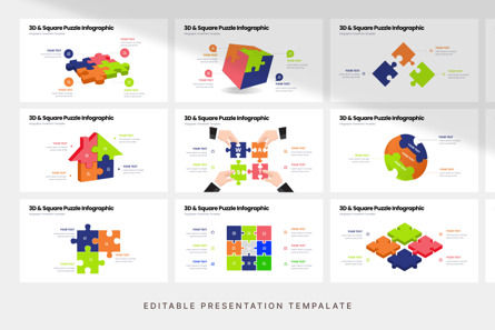 3D Square Puzzle Infographic - PowerPoint Template, Slide 3, 12509, Lavoro — PoweredTemplate.com