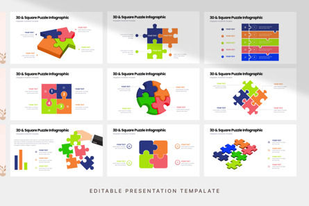 3D Square Puzzle Infographic - PowerPoint Template, Dia 4, 12509, Bedrijf — PoweredTemplate.com