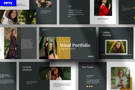 Minal Portfolio Presentation Template, PowerPoint模板, 12510, 商业 — PoweredTemplate.com
