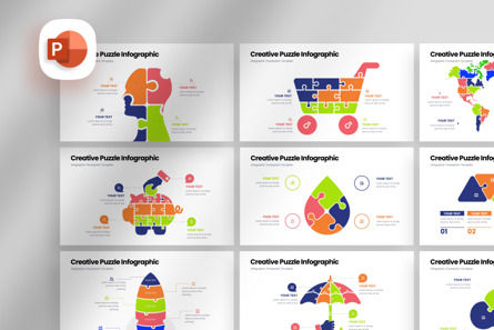 Creative Puzzle Infographic - PowerPoint Template, PowerPointテンプレート, 12513, ビジネス — PoweredTemplate.com