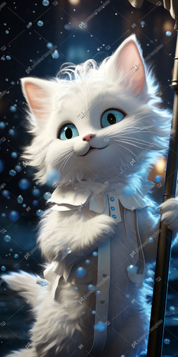 Sparkling Cat Magical White Feline with Glitter Dust and Sequin