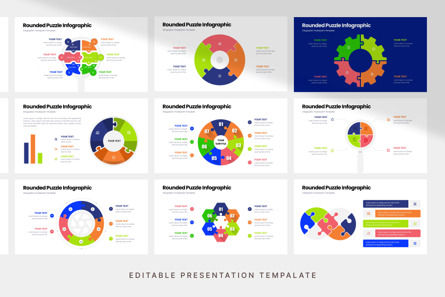 Rounded Puzzle Infographic - PowerPoint Template, スライド 4, 12514, ビジネス — PoweredTemplate.com