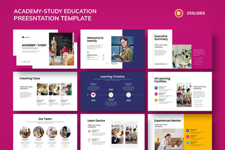 Academy-Study Education Presentation Template, Plantilla de PowerPoint, 12515, Negocios — PoweredTemplate.com