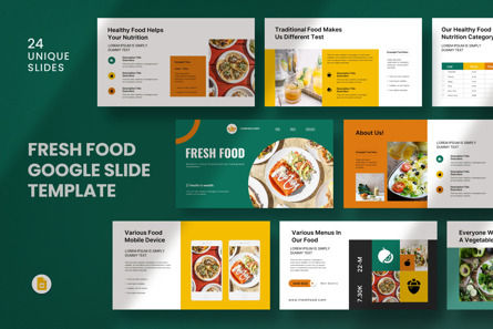 Fresh Food Google Slide Template, Theme Google Slides, 12544, Business — PoweredTemplate.com