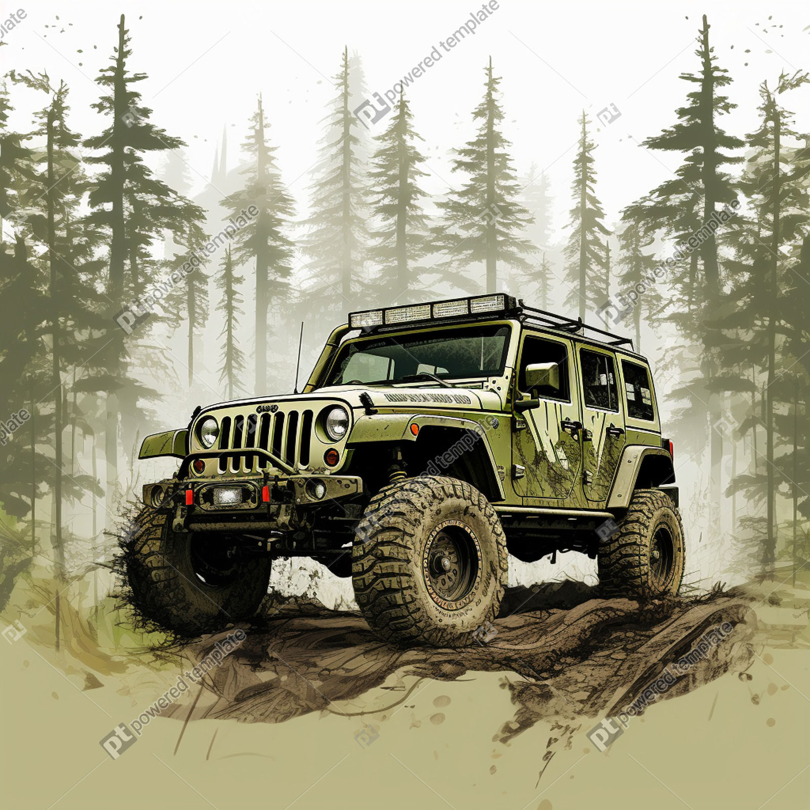 How to draw Jeep Wrangler Rubicon - Sketchok easy drawing guides