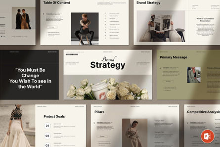 Brand Strategy Template, Modele PowerPoint, 12578, Business — PoweredTemplate.com
