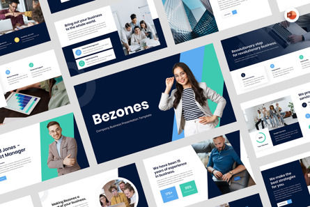 Bezones - Company Business PowerPoint Template, 파워 포인트 템플릿, 12616, 비즈니스 — PoweredTemplate.com