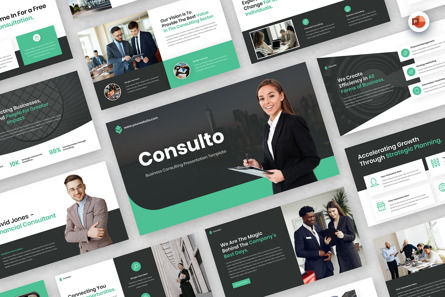 Consulto - Business Consulting PowerPoint Template, PowerPoint Template, 12627, Consulting — PoweredTemplate.com