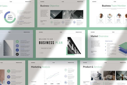 Business Plan Google Slide Template, Google Slides Theme, 12692, Business — PoweredTemplate.com