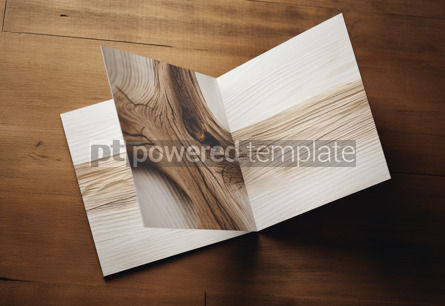 Architecture: Wooden Invitation A Folded Perspective of a Open Brochure on a Recycled Background- MyPortfolio #43613 AI Image