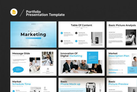 Digital Marketing Google Slides Presentation, Google Presentaties-thema, 12740, Bedrijf — PoweredTemplate.com