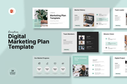 Digital Marketing Plan Template, Modello PowerPoint, 12742, Lavoro — PoweredTemplate.com