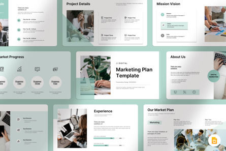 Digital Marketing Plan Template, Google Slides Thema, 12743, Business — PoweredTemplate.com
