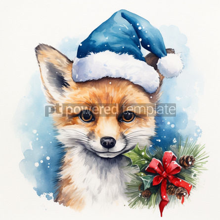 Illustration Cute christmas watercolor fox.