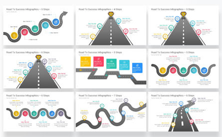 Road to Success Infographics PowerPoint Templates, Deslizar 2, 12754, Negócios — PoweredTemplate.com