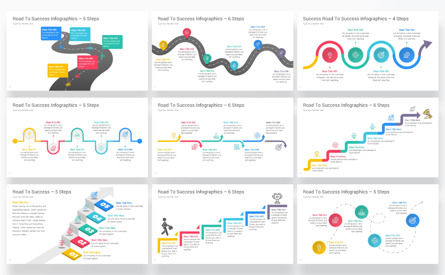 Road to Success Infographics PowerPoint Templates, Deslizar 3, 12754, Negócios — PoweredTemplate.com
