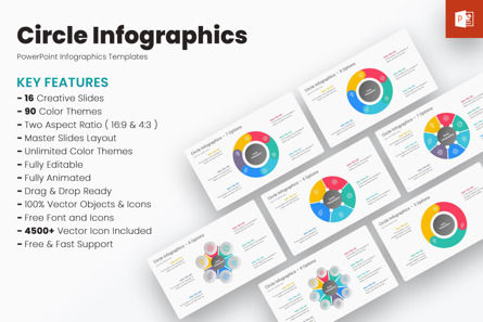 Circle Infographics PowerPoint Templates, PowerPoint模板, 12756, 商业 — PoweredTemplate.com