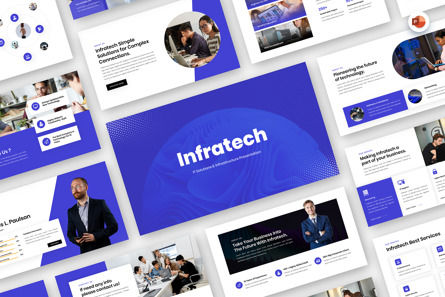 Infratech - IT Solutions Infrastructure PowerPoint, PowerPoint Template, 12767, Technology and Science — PoweredTemplate.com