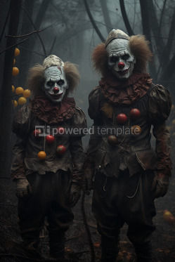 Holidays: Haunted Halloween Twisted Clowns in Atmospheric Perspective Photo #45461 AI Image