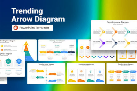 Trending Arrow Diagram PowerPoint Template, PowerPoint-sjabloon, 12797, Bedrijf — PoweredTemplate.com