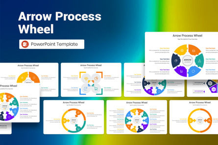 Arrow Process Wheel PowerPoint Template, PowerPoint-sjabloon, 12799, Bedrijf — PoweredTemplate.com