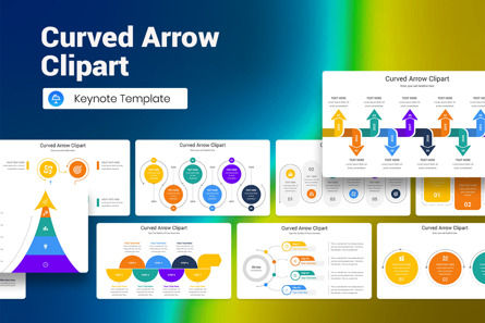 Curved Arrow Clipart Keynote Template, 苹果主题演讲模板, 12806, 商业 — PoweredTemplate.com