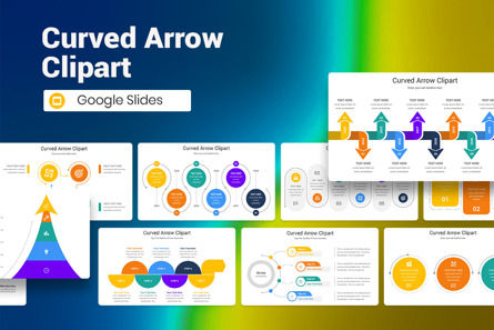 Curved Arrow Clipart Google Slides Template, Tema di Presentazioni Google, 12827, Lavoro — PoweredTemplate.com