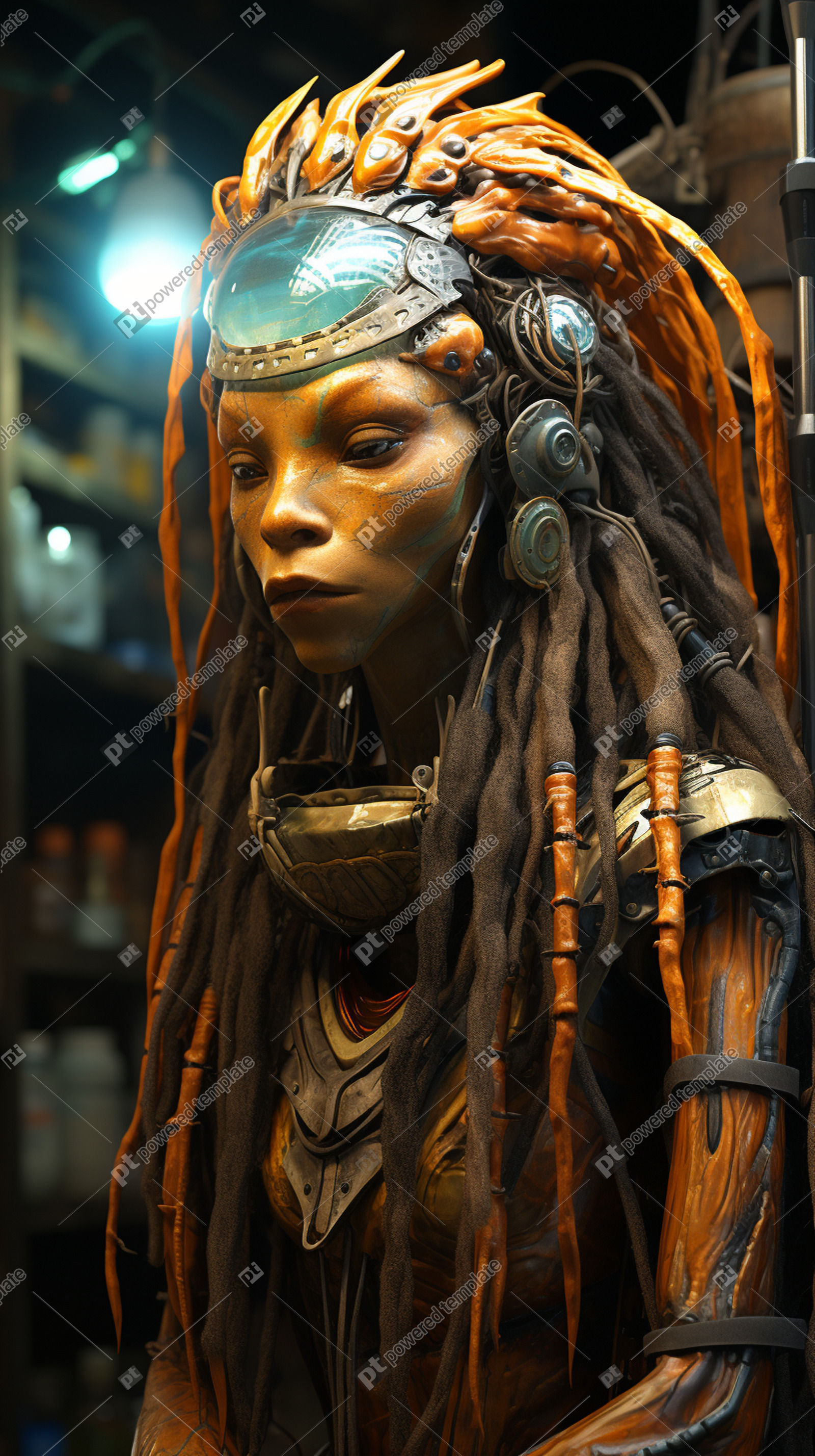 Cyberpunk-themed African Light Skin Frog Woman Ultra-Realistic Art Nouveau  Portrait | AI Image | PoweredTemplate | 130596 | PoweredTemplate.com