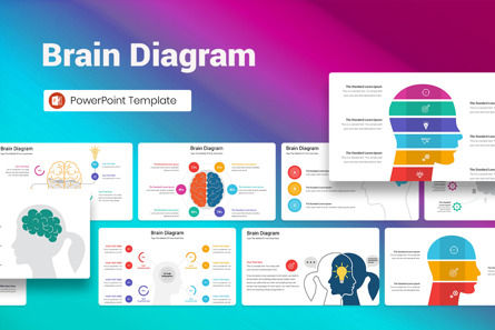 Brain Diagram PowerPoint Template, Plantilla de PowerPoint, 12849, Negocios — PoweredTemplate.com