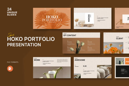 Hoko Portfolio PowerPoint Template, 파워 포인트 템플릿, 12877, 비즈니스 — PoweredTemplate.com