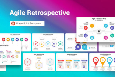 Agile Retrospective PowerPoint Template, Templat PowerPoint, 12878, Bisnis — PoweredTemplate.com