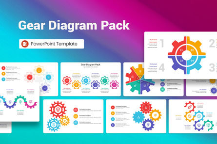 Gear Diagram Pack PowerPoint Template, PowerPoint Template, 12898, Business — PoweredTemplate.com