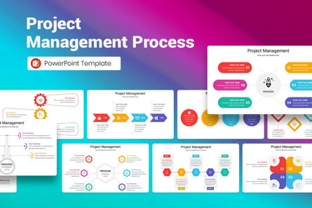 Project Management Process PowerPoint Template, Plantilla de PowerPoint, 12905, Negocios — PoweredTemplate.com