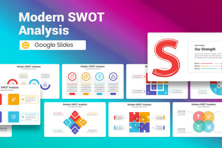 Modern SWOT Analysis Google Slides Template, Google Presentaties-thema, 12922, Bedrijf — PoweredTemplate.com