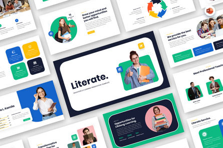 Literate - Education E-Learning PowerPoint Template, Modello PowerPoint, 12937, Education & Training — PoweredTemplate.com