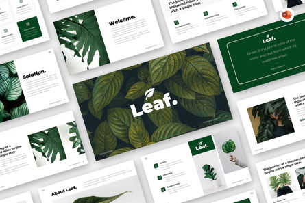 Leaf - Minimal Green Business PowerPoint Template, Plantilla de PowerPoint, 12944, Negocios — PoweredTemplate.com