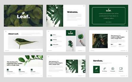 Leaf - Minimal Green Business PowerPoint Template, 幻灯片 2, 12944, 商业 — PoweredTemplate.com