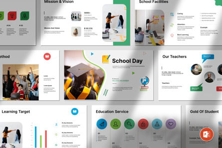 School Day Powerpoint Presentation, PowerPoint-Vorlage, 12948, Business — PoweredTemplate.com