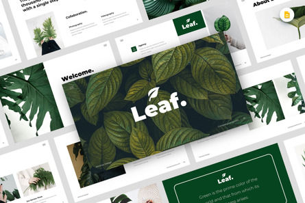 Leaf - Minimal Green Business Google Slide Template, Google幻灯片主题, 12958, 商业 — PoweredTemplate.com