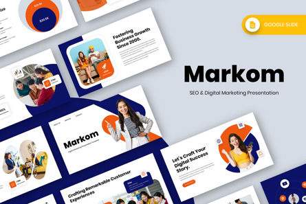 Markom - SEO Digital Marketing Google Slide Template, Google Slides Theme, 12963, Business — PoweredTemplate.com