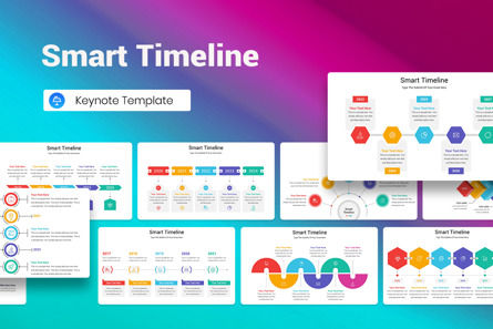 Smart Timeline Keynote Template, Apple基調講演テンプレート, 12964, Timelines & Calendars — PoweredTemplate.com