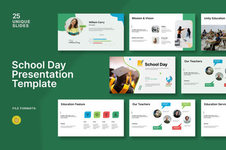 School Day Googleslide Presentation, Theme Google Slides, 12970, Business — PoweredTemplate.com