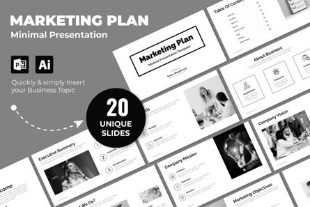 Marketing Plan Presentation Template Layout, Templat PowerPoint, 13001, Bisnis — PoweredTemplate.com