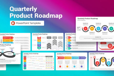 Quarterly Product Roadmap PowerPoint Template, Templat PowerPoint, 13016, Bisnis — PoweredTemplate.com