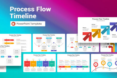 Process Flow Timeline PowerPoint Template, PowerPoint-sjabloon, 13017, Bedrijf — PoweredTemplate.com