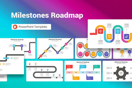 Milestones Roadmap PowerPoint Template, Templat PowerPoint, 13031, Bisnis — PoweredTemplate.com