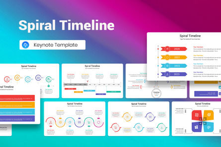 Spiral Timeline Keynote Template, Keynote-sjabloon, 13032, Bedrijf — PoweredTemplate.com